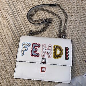 Fendi Roma White Studded Satchel